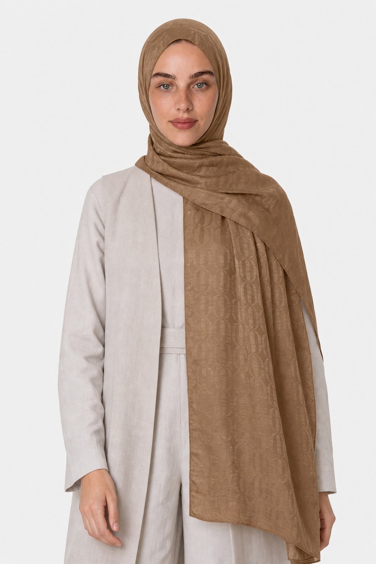 Dune Desen Ayrobin Jakar Şal - Mocha