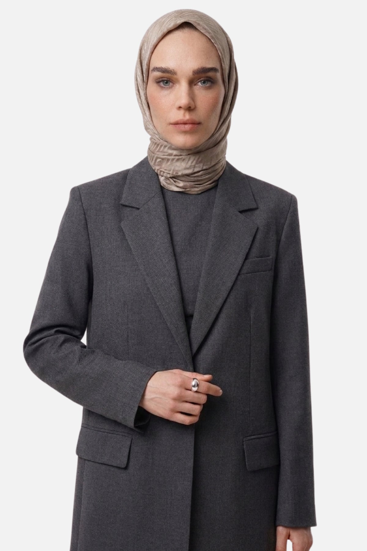 Grove Desen Ayrobin Jakar Eşarp - Bej