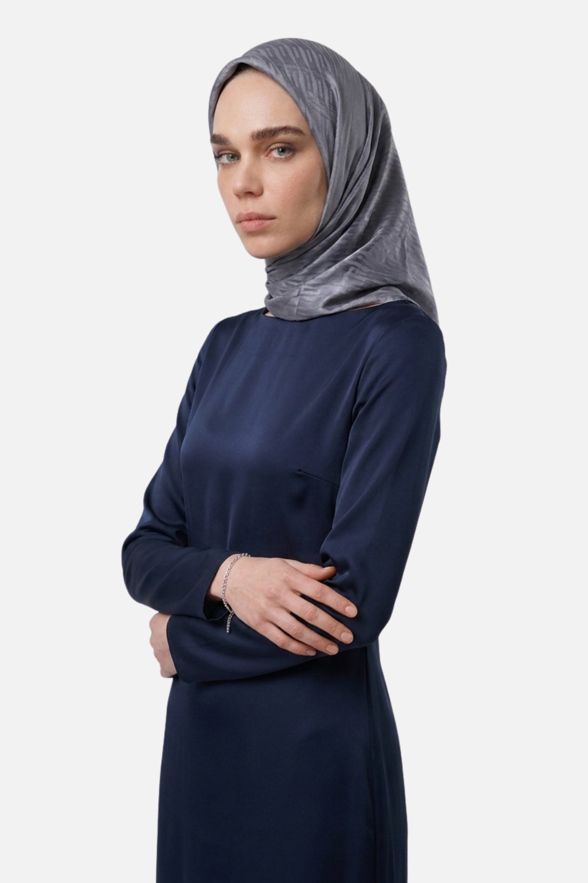 Grove Desen Ayrobin Jakar Eşarp - Gümüş