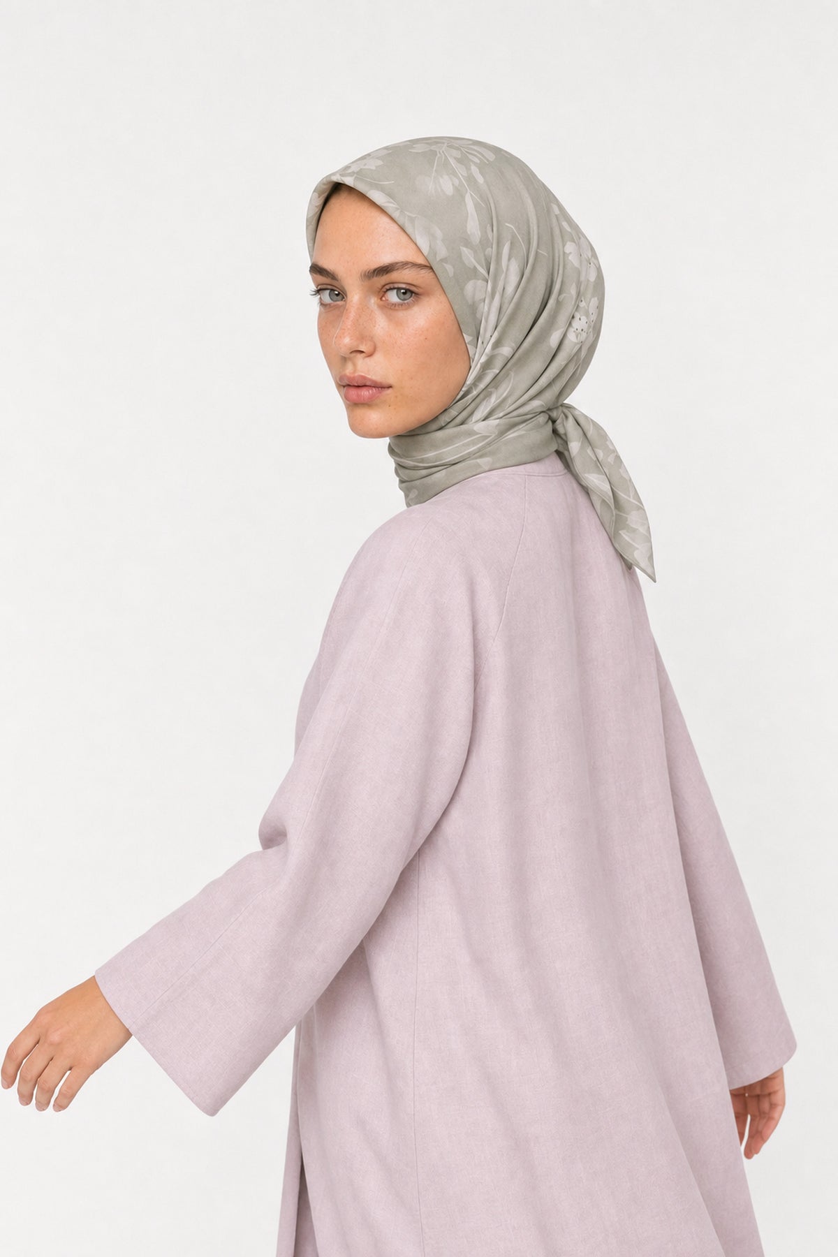 Coral Desen Hebei İpek Eşarp - Soft Yeşil