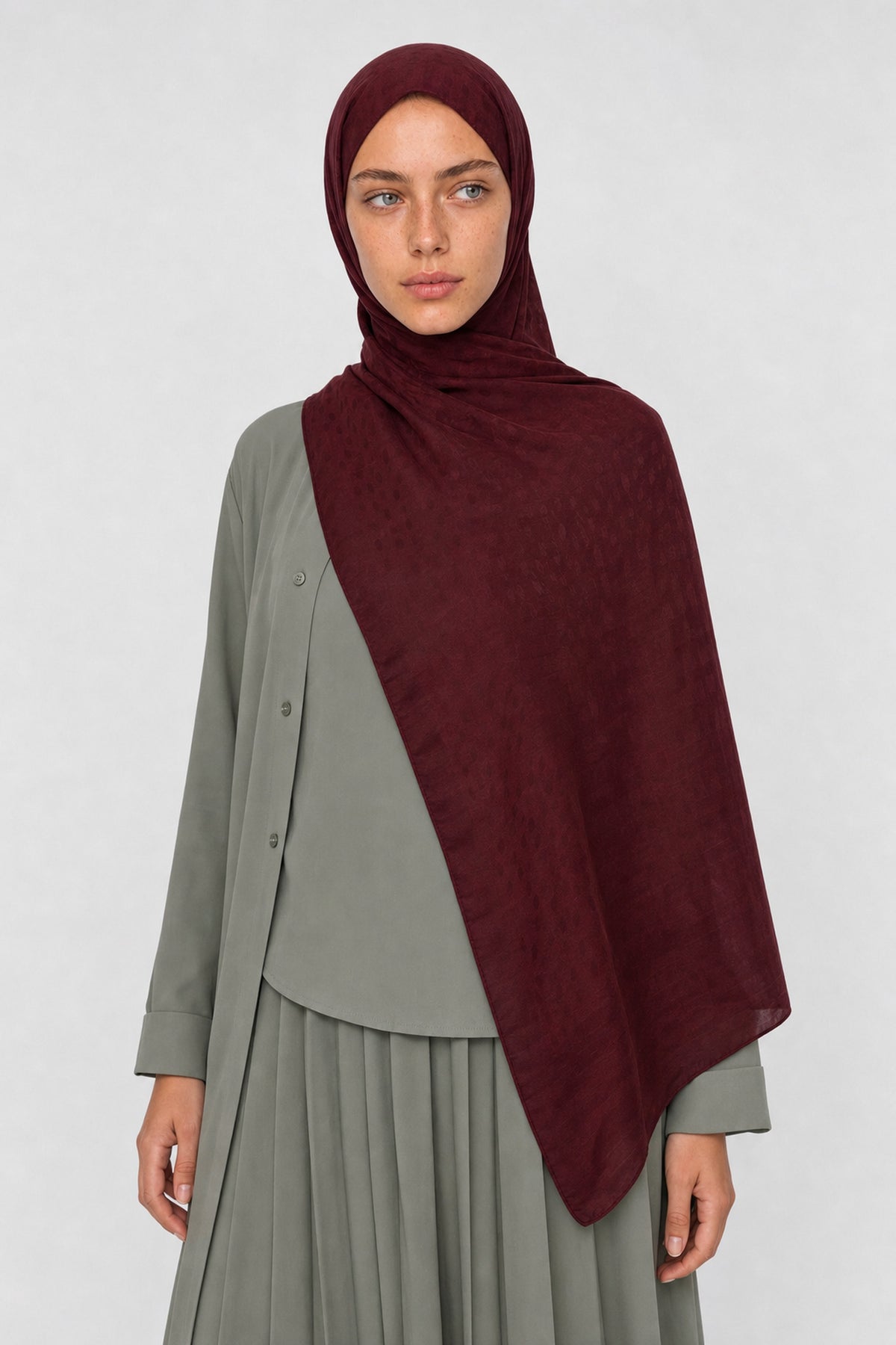 Pulse Desen Ayrobin Jakar Şal - Bordo