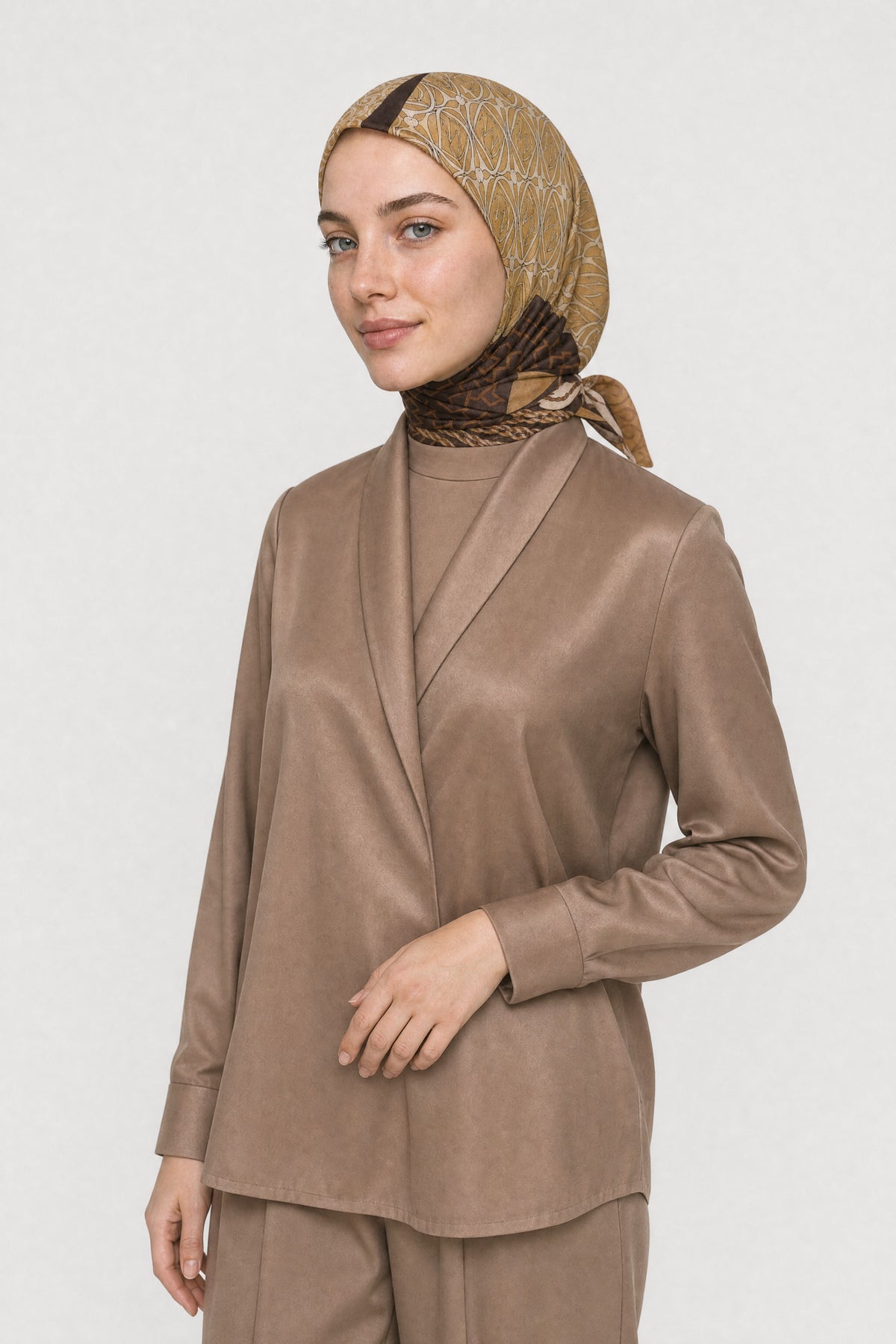 Heritage Desen Organik Eşarp - Kahverengi