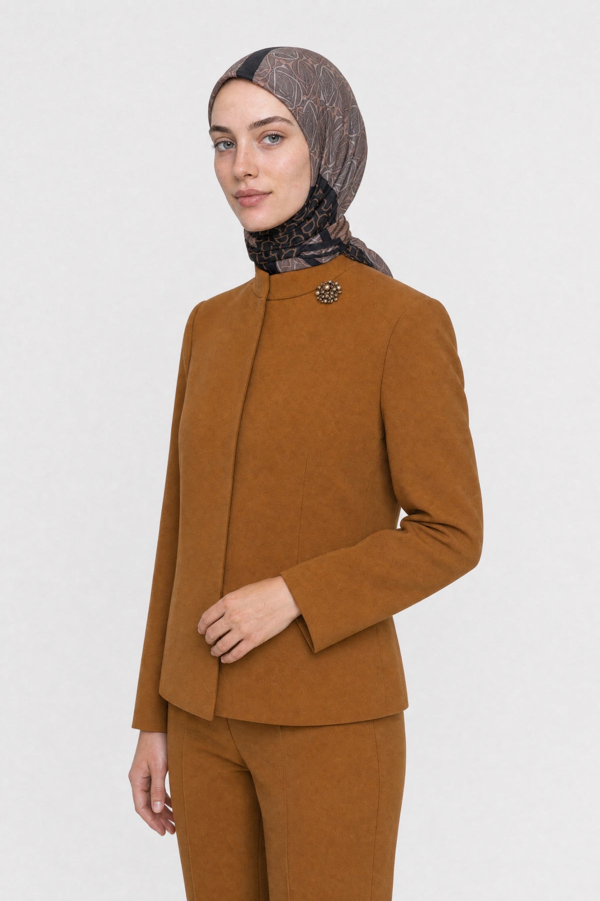 Heritage Desen Organik Eşarp - Füme