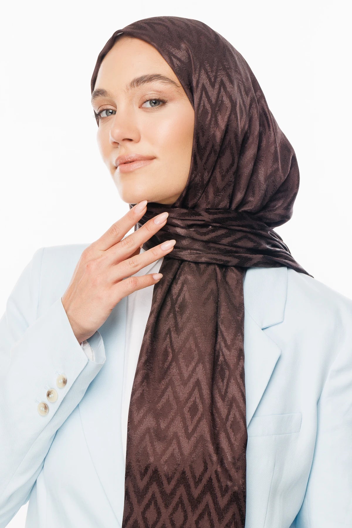 Karo Desen Parlak Jakar Şal - Fuşya