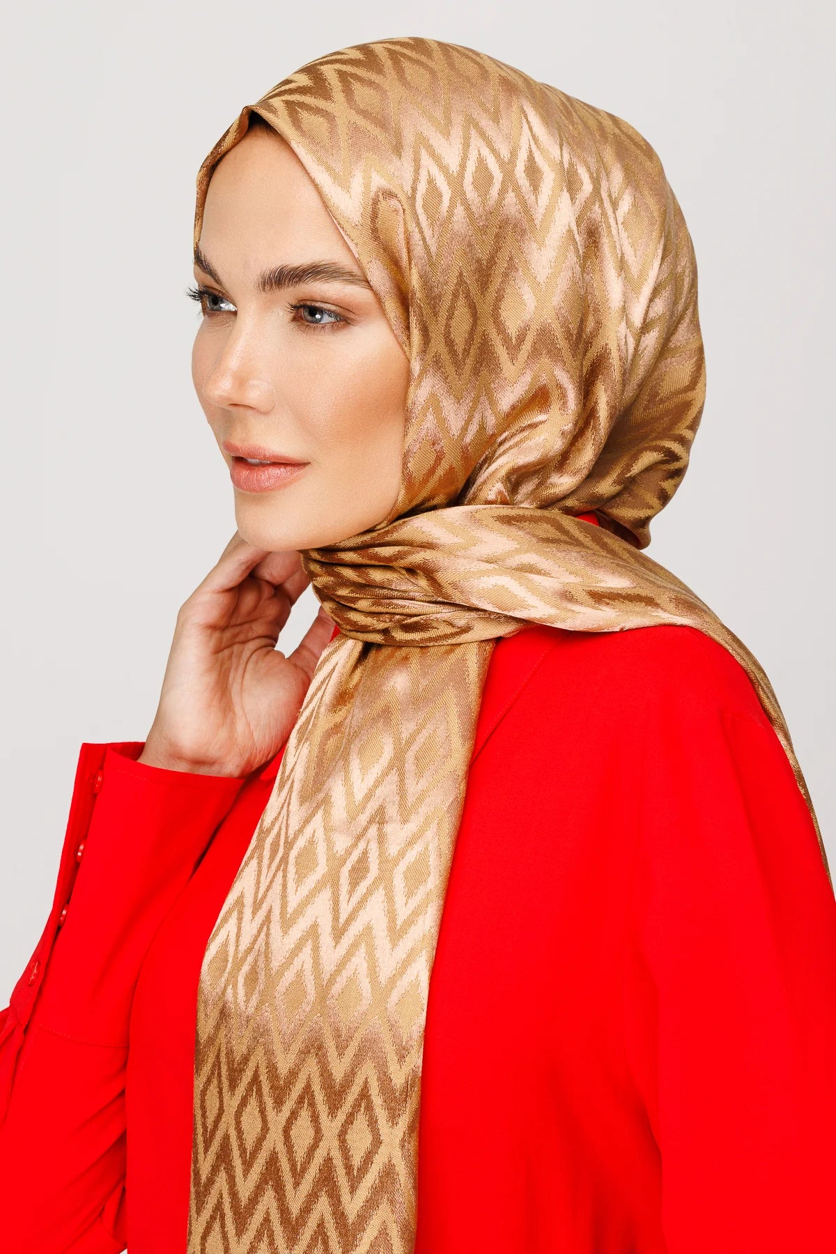 Karo Desen Parlak Jakar Şal