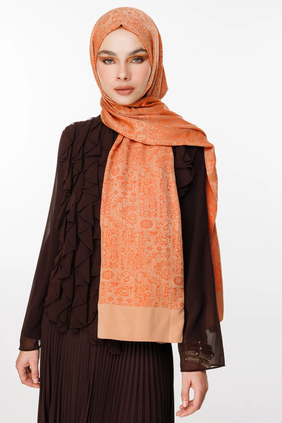 Henna Desen Çift Taraflı Şal