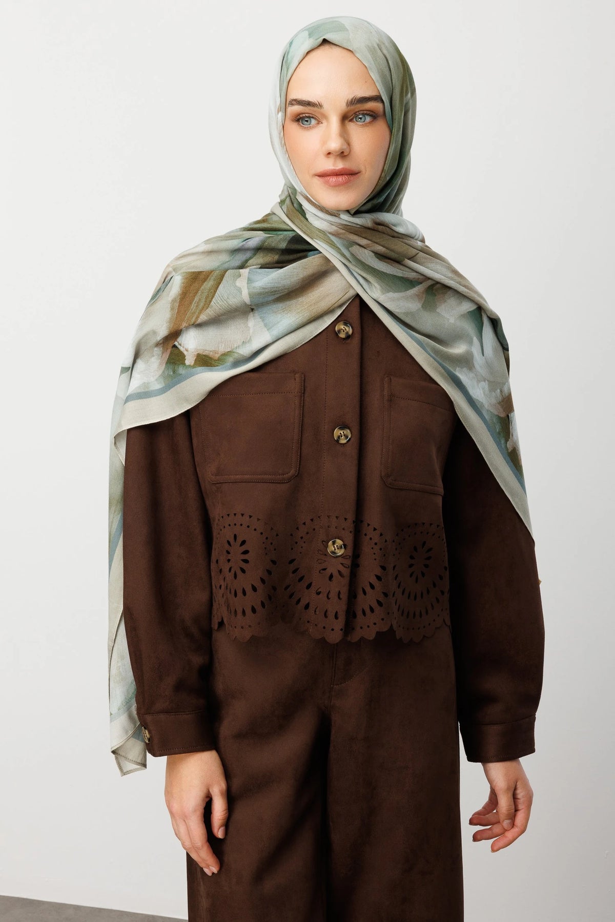 Fleur Desen Rami Şal - Ada Çayı