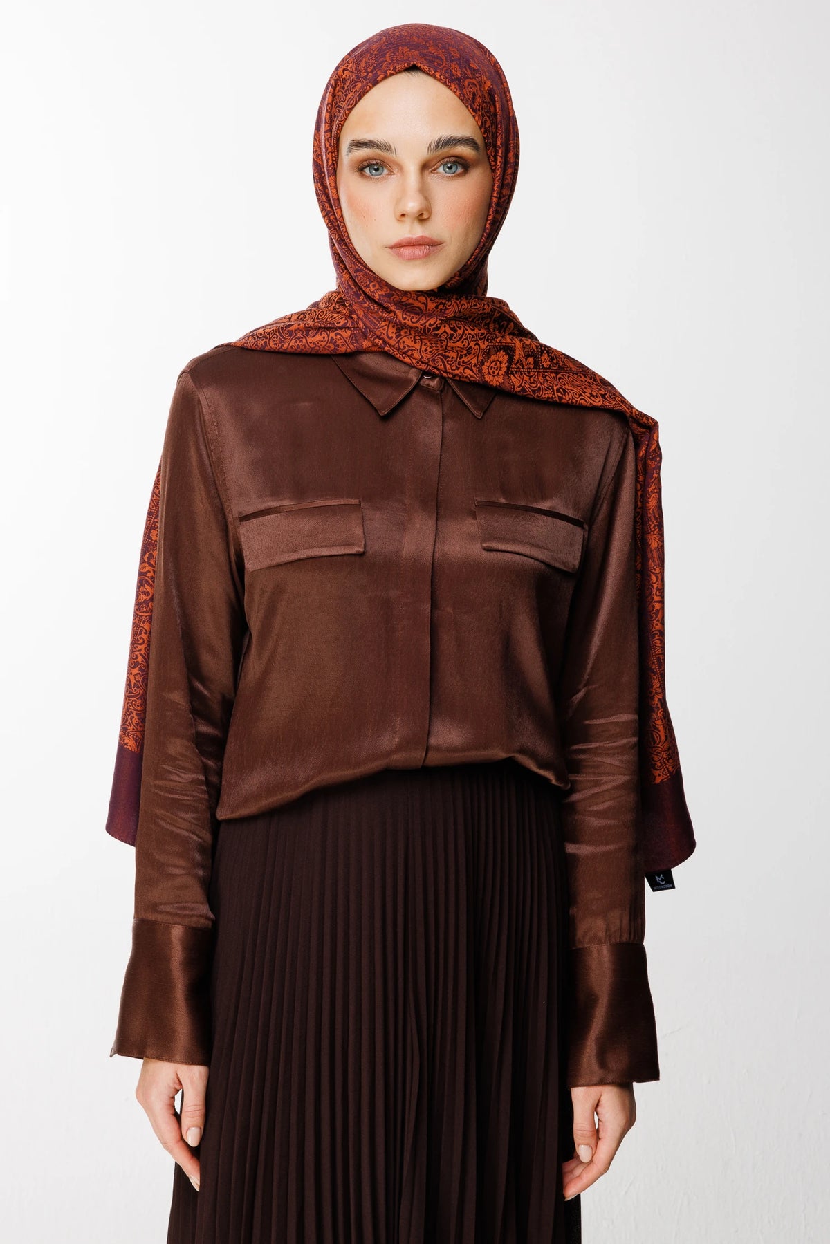 Henna Desen Çift Taraflı Şal