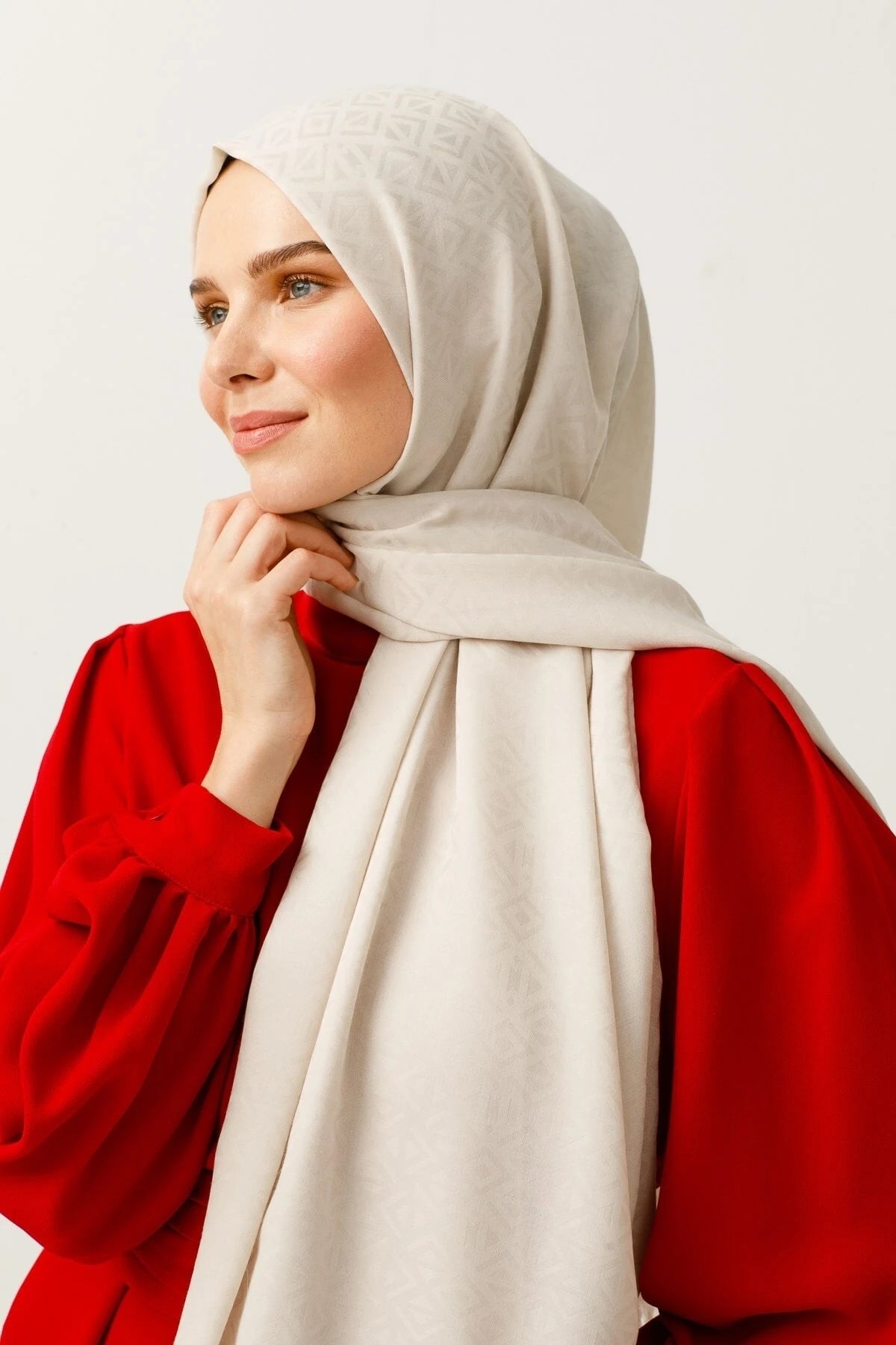 Üçgen Desen Pamuk Jakar Şal