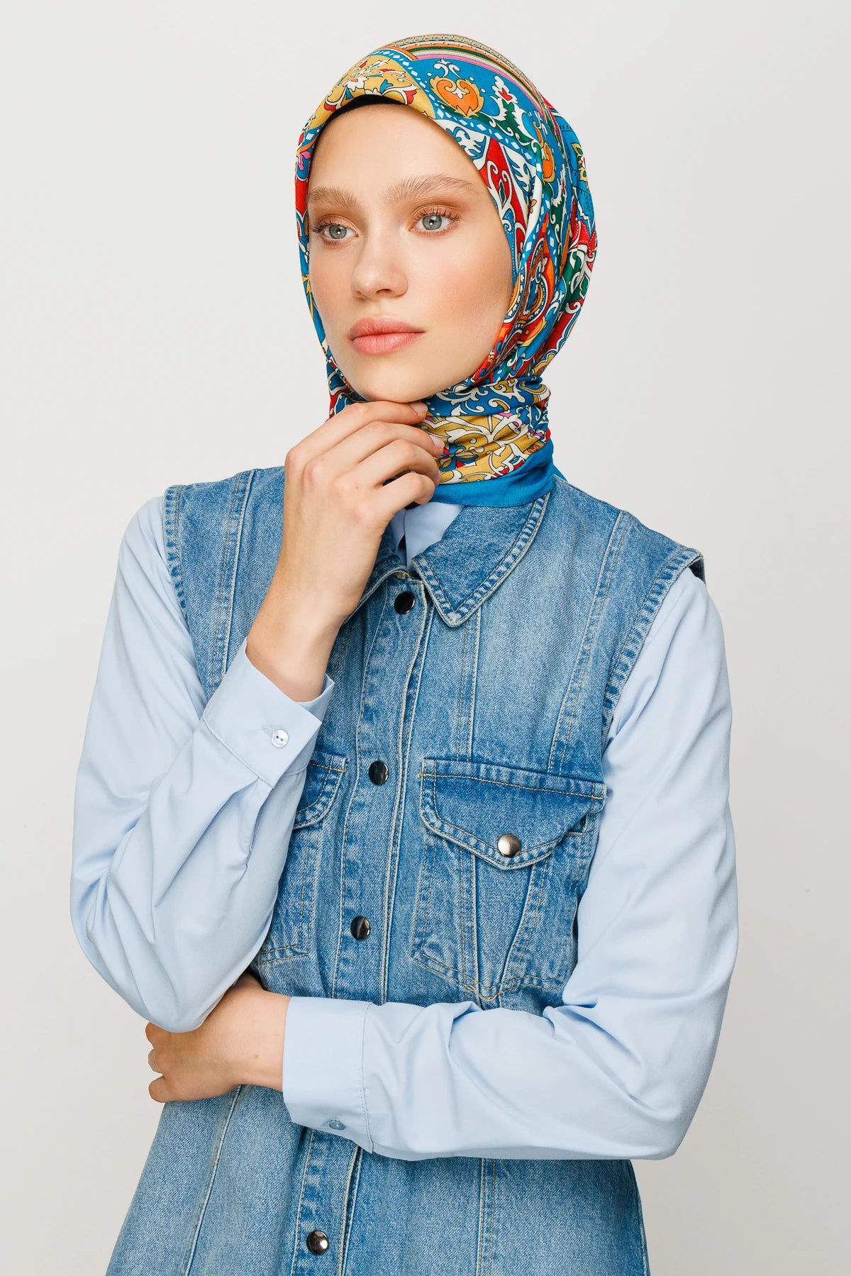 40 Yama Desen Dijital Soft Eşarp