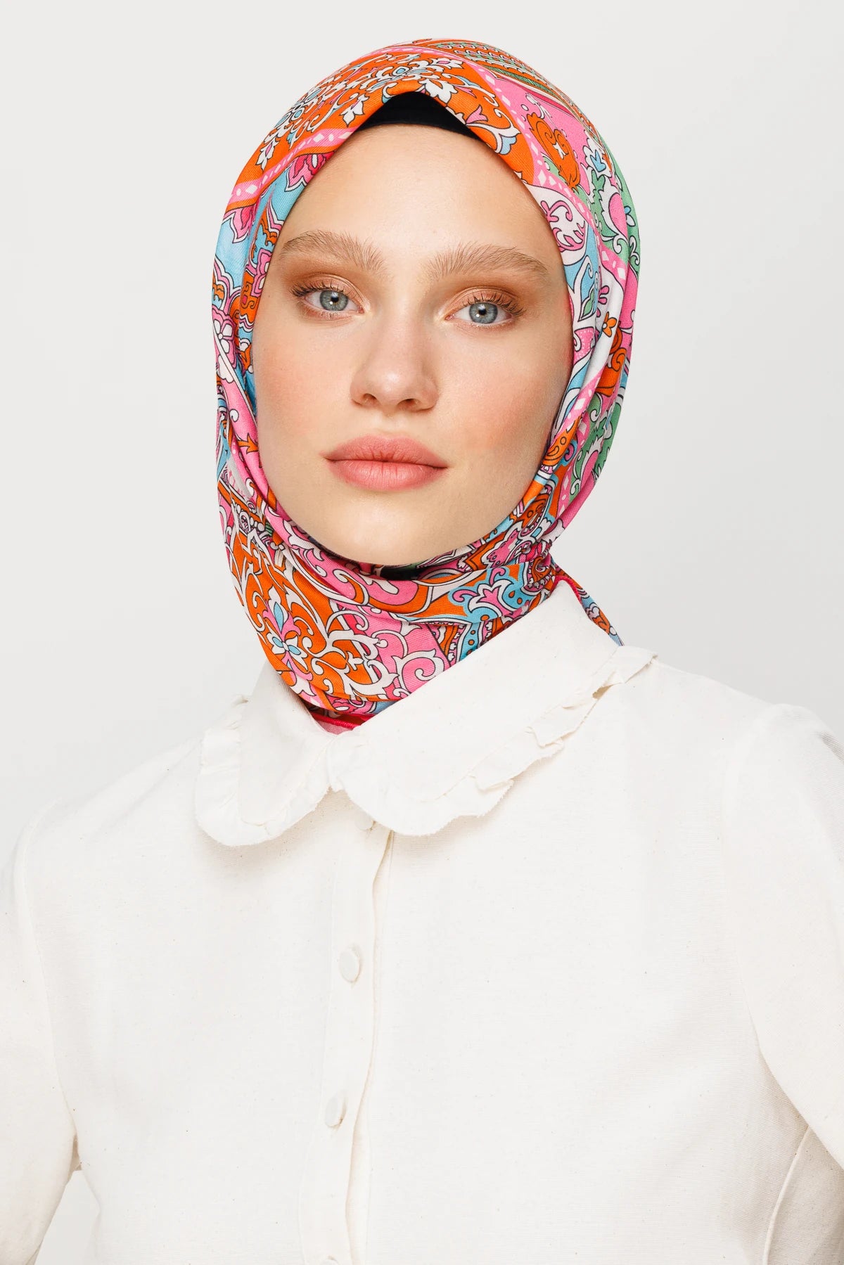 40 Yama Desen Dijital Soft Eşarp - Pembe