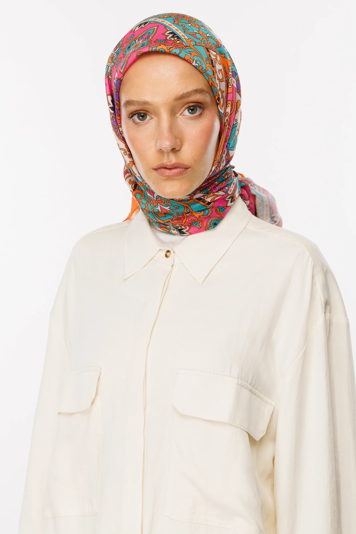 40 Yama Desen Dijital Soft Eşarp